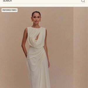 Meshki ORIA Ivory Draped Maxi Dress